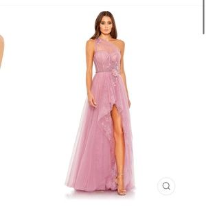 Mac Duggal EMBELLISHED TULLE ONE SHOULDER HIGH LOW GOWN - size 8